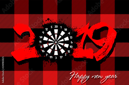 Abstract number 2019 and a dartboard from blots