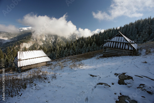 Shepherd's huts in the Stoly Clearing, Western Tatra Mountains, Tatra National Park, Poland photo