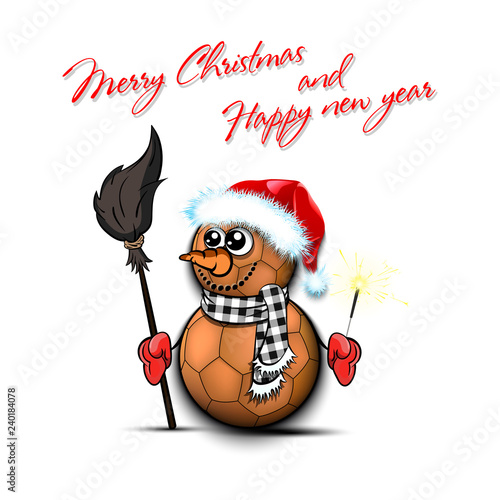 Snowman from handball balls with sparklers