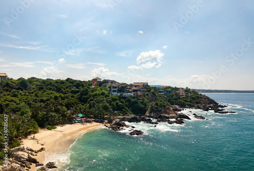 Aerial view to Manzanillo beach in Puerto Escondido