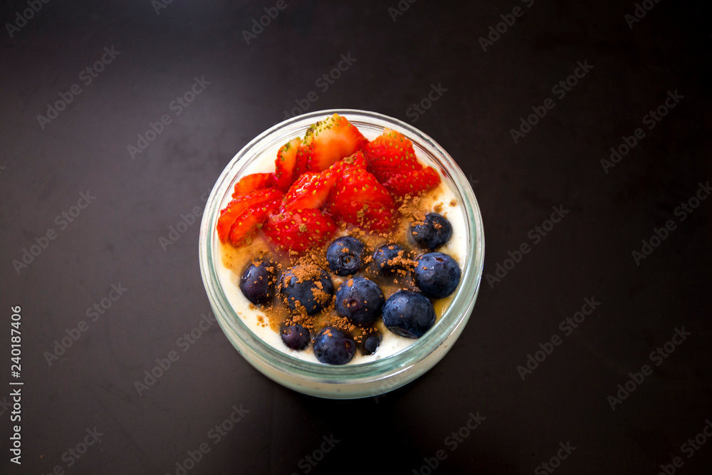 Smoothie bowl with banana, strawberry, blueberry Smoothie bowl with banana, strawberry, blueberry