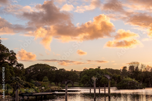 dawn clouds over a lake