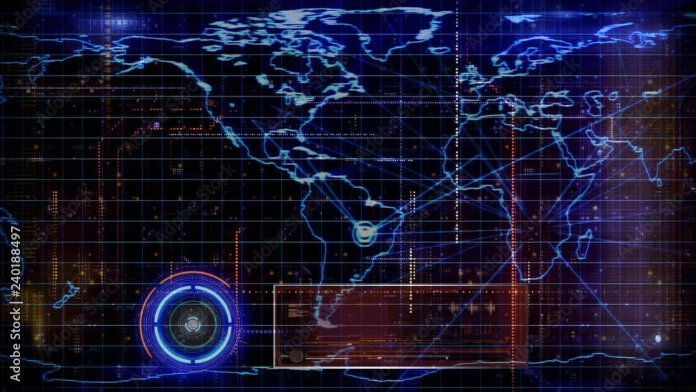 Global Map Technology Targeted 4K Loop features an animated map outline ...