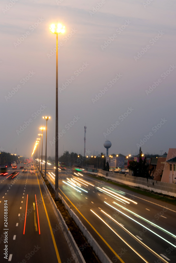 Motion light from truck and car on the Interstate Highway