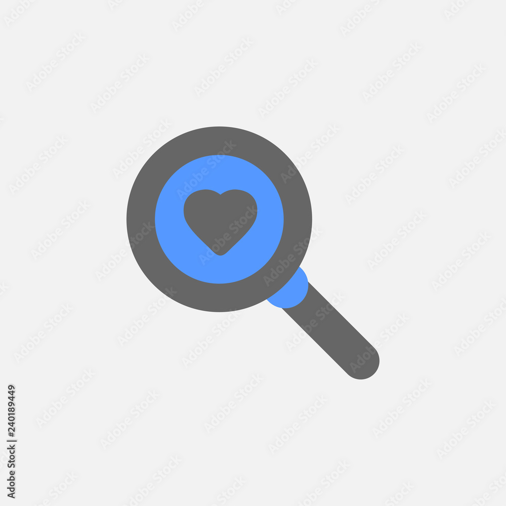 Magnifying flat icon vector isolated on white background Magnifying flat icon vector isolated on white background