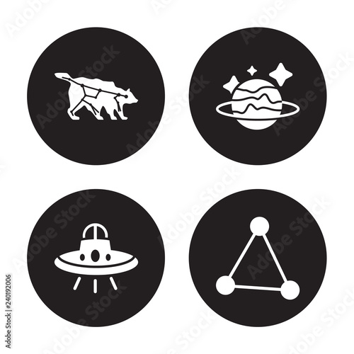 4 vector icon set : Ursa major, UFO, Uranus, Triangulam australe isolated on black background