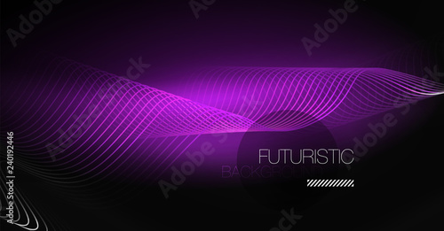 Neon lines wave background. Abstract composition