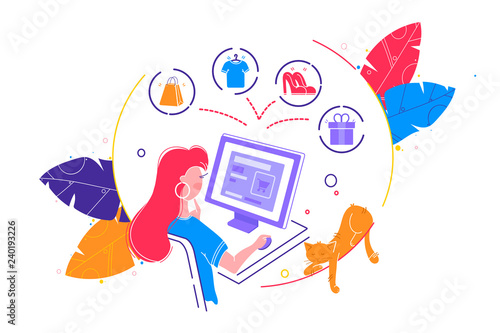 Young woman in web site online shopping and checkout her purchases.