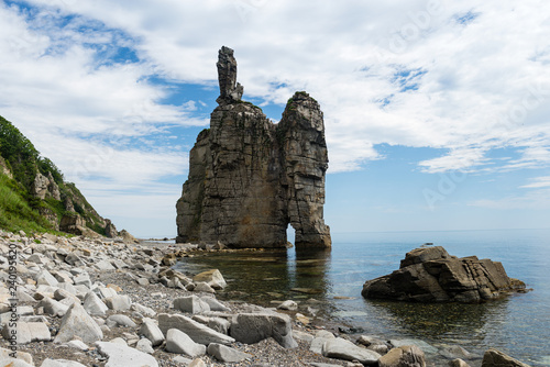 Russian Far East Primorsky region, a rock in the sea of Japan. Stone island of the sea of Japan.