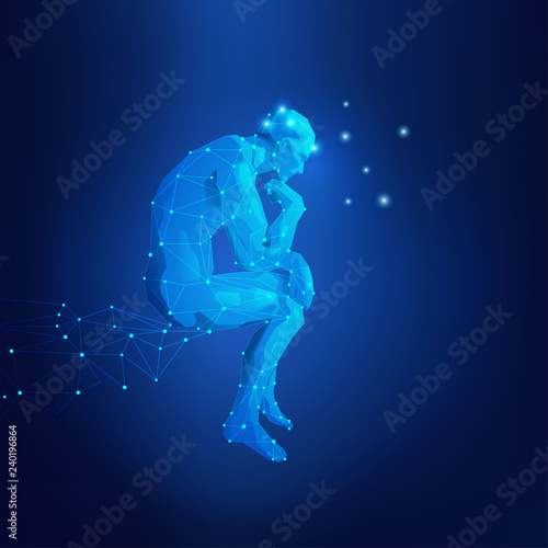 graphic of great thinker in digital futuristic style photo