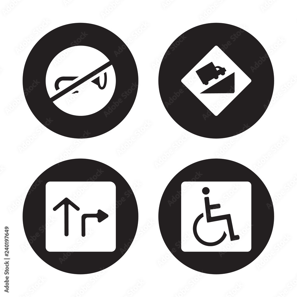 4 vector icon set : Horn, Highway, Hill, Handicap isolated on black background 4 vector icon set : Horn, Highway, Hill, Handicap isolated on black background