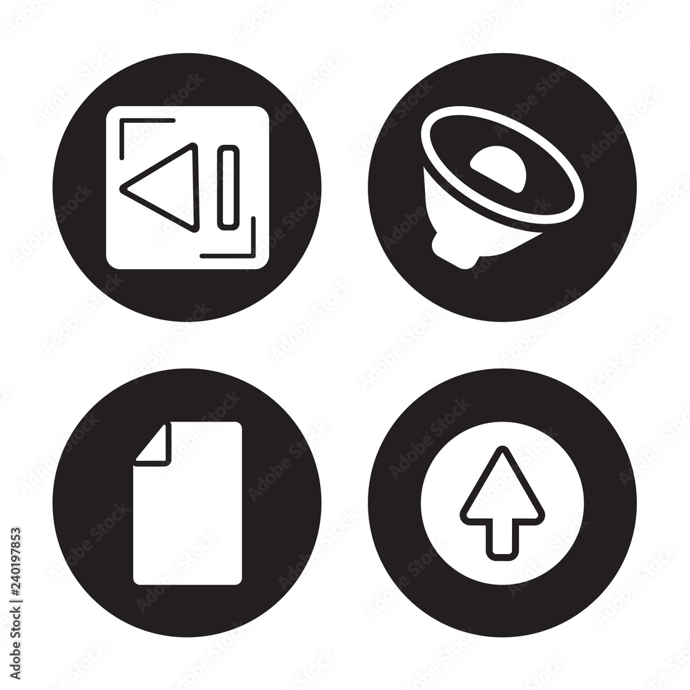4 vector icon set : Back, Attachment, Audio, Arrow isolated on black background 4 vector icon set : Back, Attachment, Audio, Arrow isolated on black background