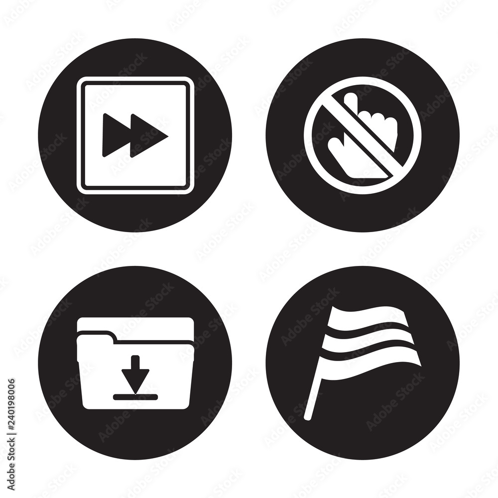 4 vector icon set : Forward, Folder, Forbbiden, Flag isolated on black background 4 vector icon set : Forward, Folder, Forbbiden, Flag isolated on black background