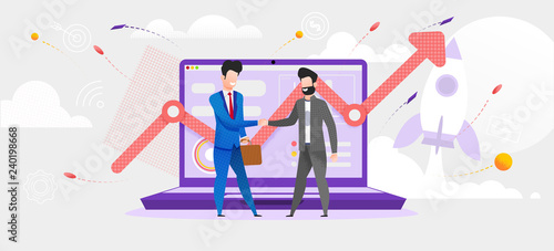 Illustration Man Made Deal with Financial Broker