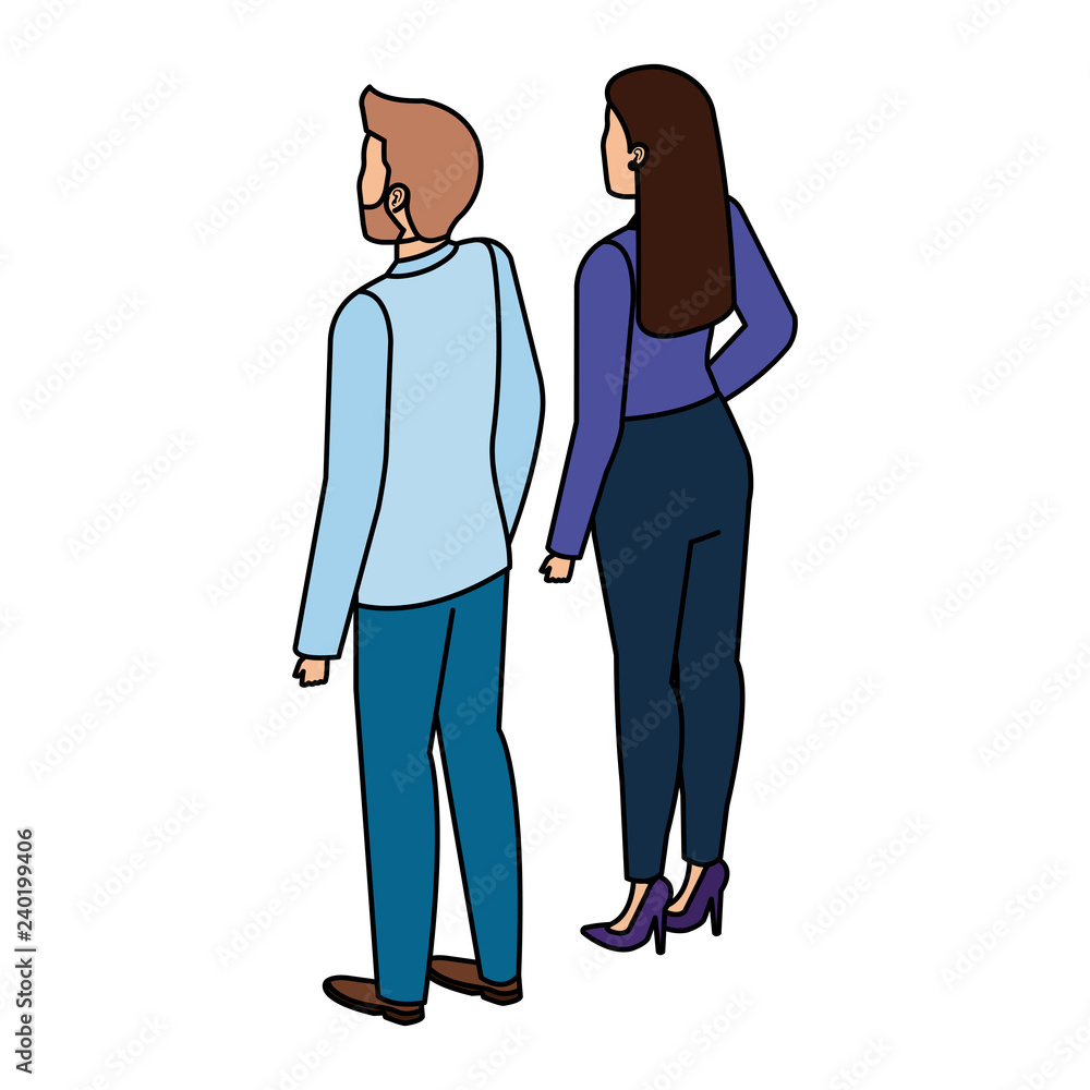 Fototapeta premium business couple back avatars characters