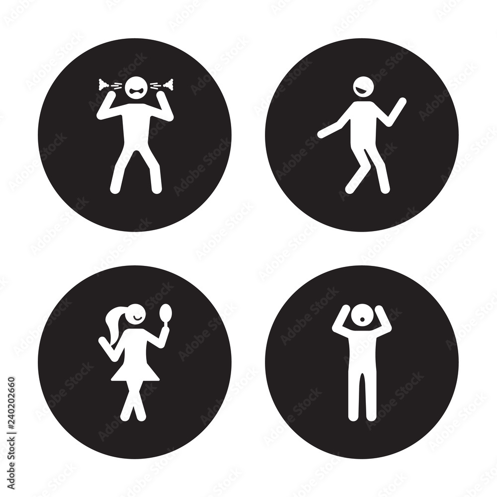 4 vector icon set : angry human, amazing amused amazed human isolated on black background 4 vector icon set : angry human, amazing amused amazed human isolated on black background