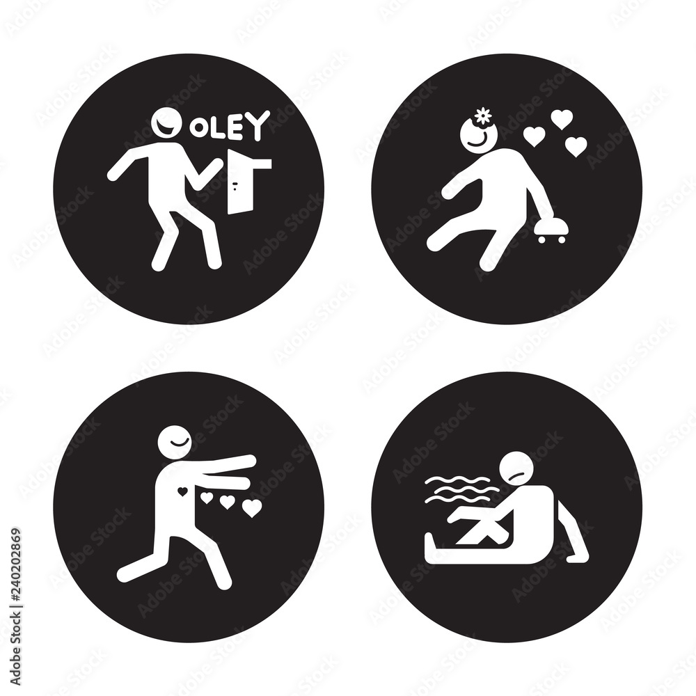 4 vector icon set : lucky human, loved lovely lost human isolated on black background 4 vector icon set : lucky human, loved lovely lost human isolated on black background