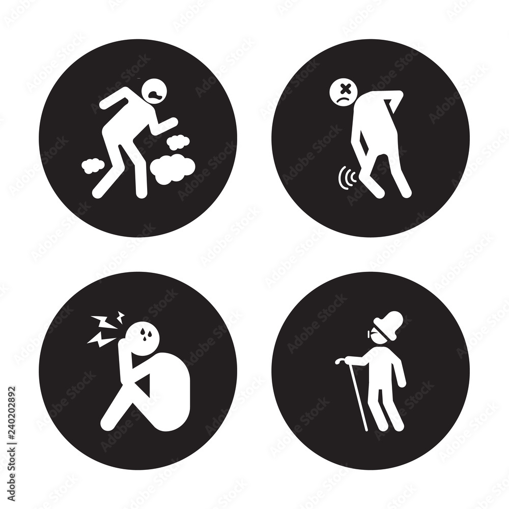 4 vector icon set : pissed human, overwhelmed pained optimistic human isolated on black background 4 vector icon set : pissed human, overwhelmed pained optimistic human isolated on black background