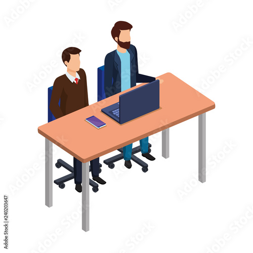 couple of men in the desk and laptop © Gstudio