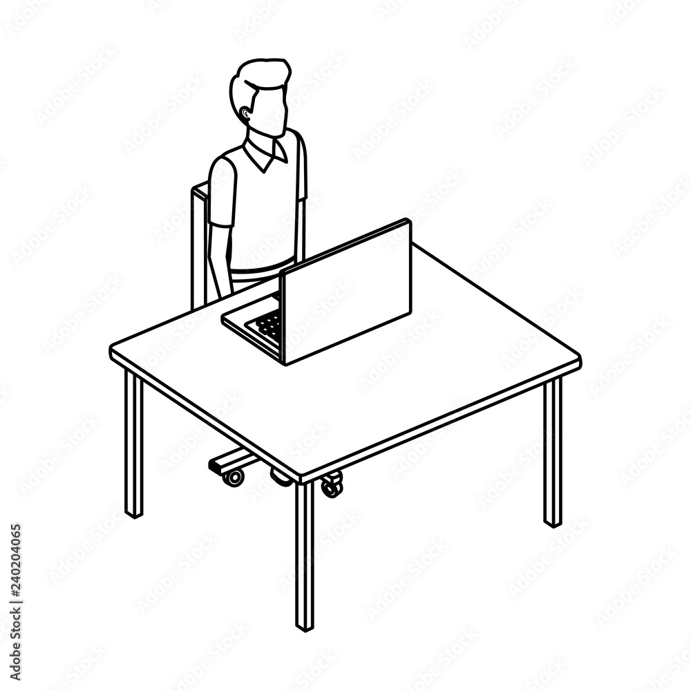 young man in the desk and laptop young man in the desk and laptop