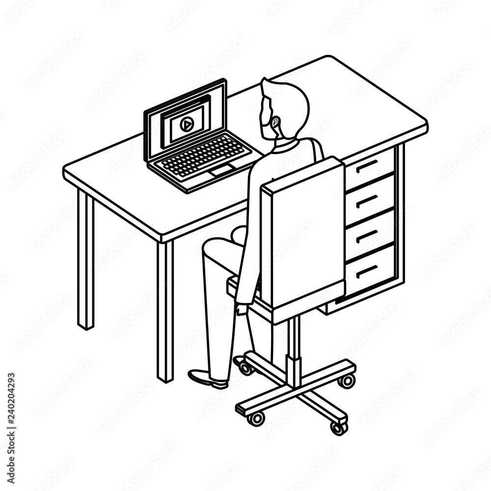 young man in the desk and laptop young man in the desk and laptop