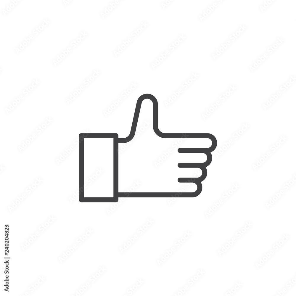 Like feedback gesture outline icon. linear style sign for mobile concept and web design. Thumb up simple line vector icon. Symbol, logo illustration. Pixel perfect vector graphics Like feedback gesture outline icon. linear style sign for mobile concept and web design. Thumb up simple line vector icon. Symbol, logo illustration. Pixel perfect vector graphics