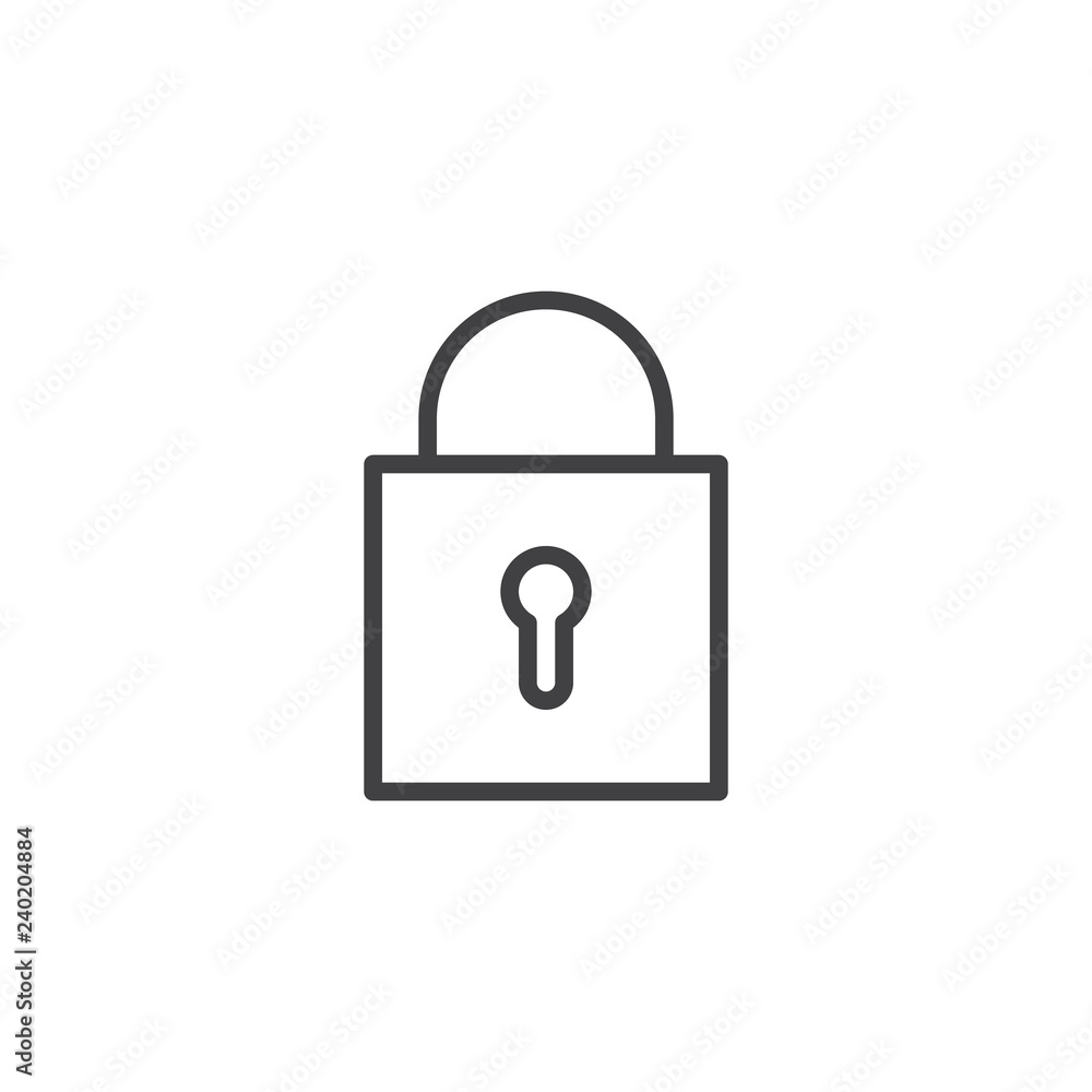 Padlock lock outline icon. linear style sign for mobile concept and web design. Locked padlock simple line vector icon. Security, protect symbol, logo illustration. Pixel perfect vector graphics Padlock lock outline icon. linear style sign for mobile concept and web design. Locked padlock simple line vector icon. Security, protect symbol, logo illustration. Pixel perfect vector graphics