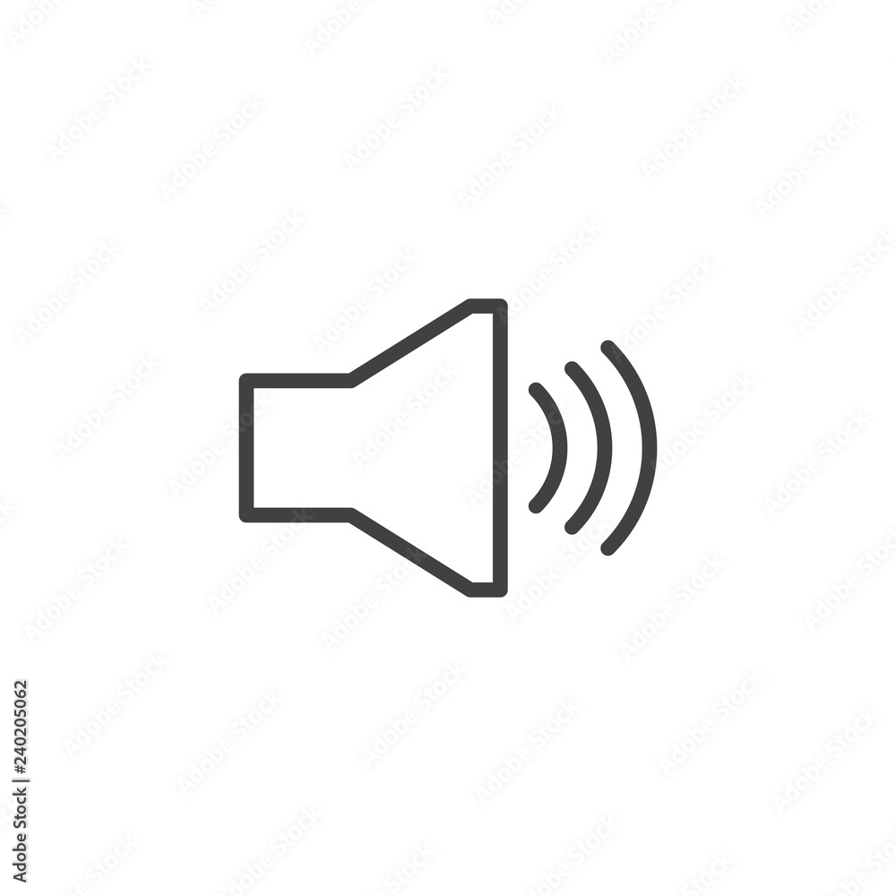 Sound speaker outline icon. linear style sign for mobile concept and web design. Speaker volume simple line vector icon. Symbol, logo illustration. Pixel perfect vector graphics Sound speaker outline icon. linear style sign for mobile concept and web design. Speaker volume simple line vector icon. Symbol, logo illustration. Pixel perfect vector graphics