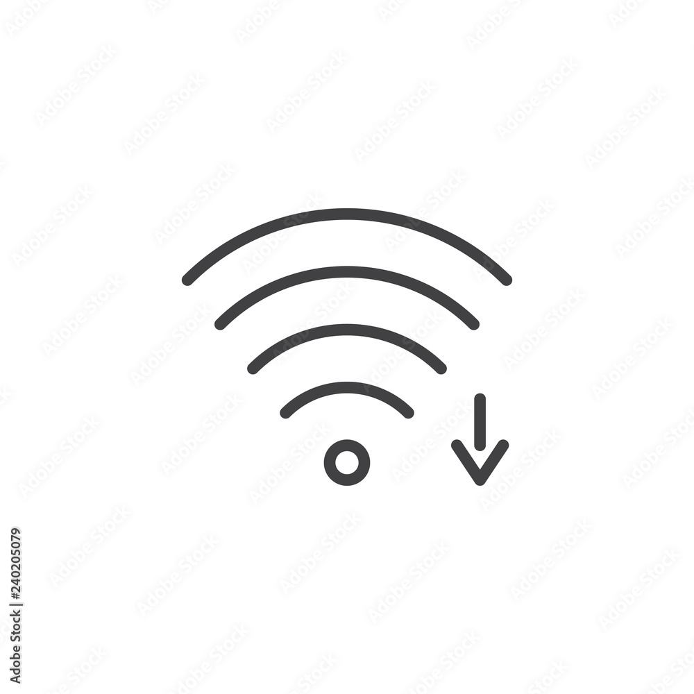 Wi-fi signal arrow outline icon. linear style sign for mobile concept and web design. Wireless network zone simple line vector icon. Symbol, logo illustration. Pixel perfect vector graphics Wi-fi signal arrow outline icon. linear style sign for mobile concept and web design. Wireless network zone simple line vector icon. Symbol, logo illustration. Pixel perfect vector graphics