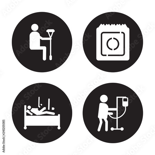 4 vector icon set : Blood test, pressure, Pressure Gauge, drop isolated on black background