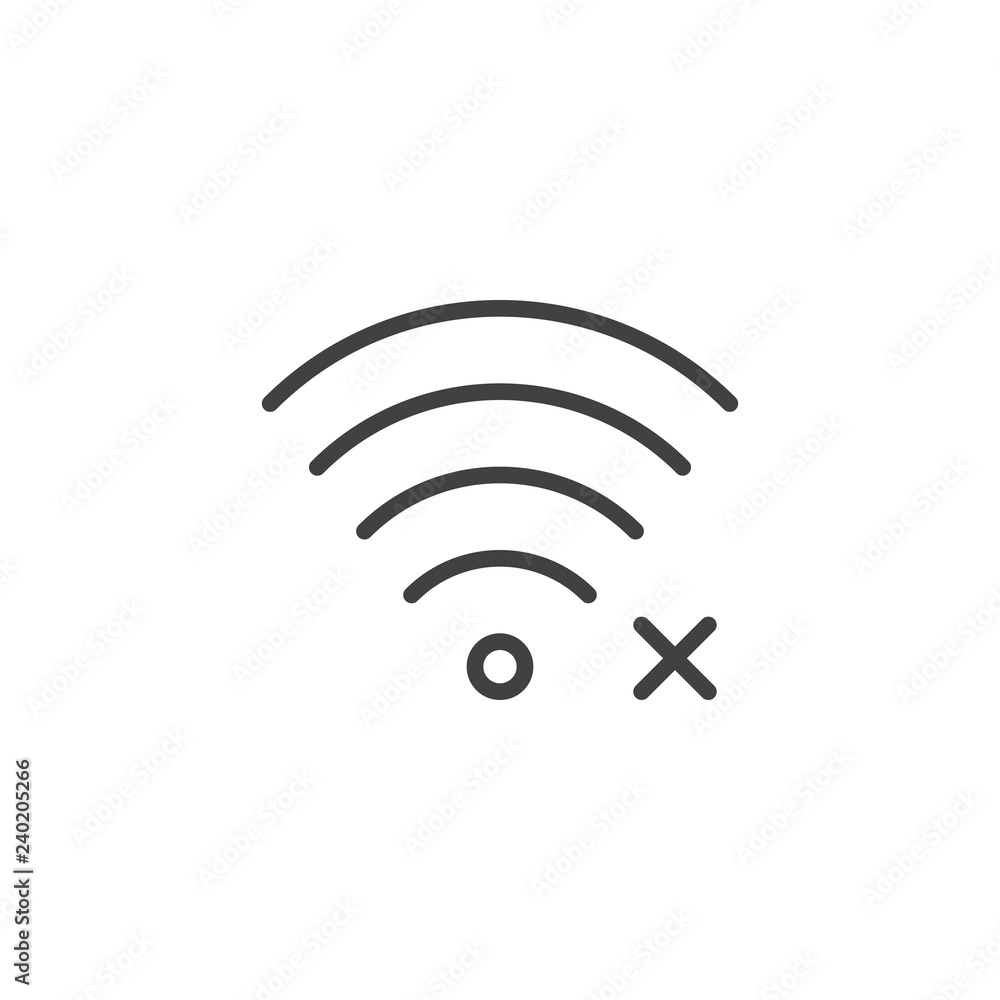 No access to internet outline icon. linear style sign for mobile concept and web design. No wifi signal simple line vector icon. Symbol, logo illustration. Pixel perfect vector graphics No access to internet outline icon. linear style sign for mobile concept and web design. No wifi signal simple line vector icon. Symbol, logo illustration. Pixel perfect vector graphics
