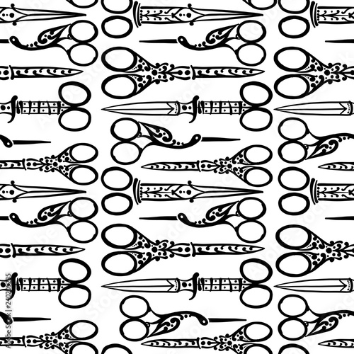 Vintage ornate scissors, sketch for your design