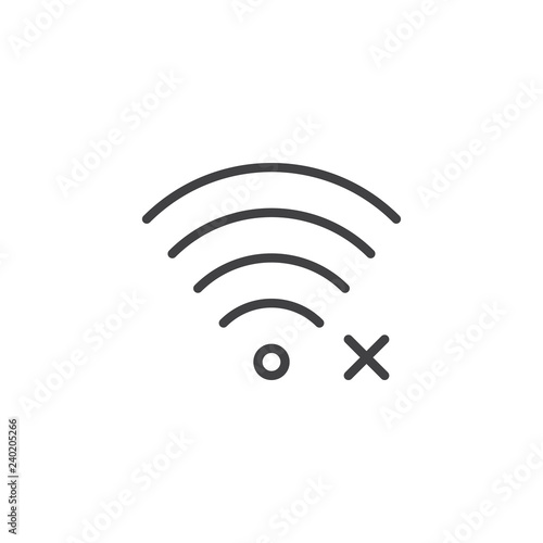 No access to internet outline icon. linear style sign for mobile concept and web design. No wifi signal simple line vector icon. Symbol, logo illustration. Pixel perfect vector graphics