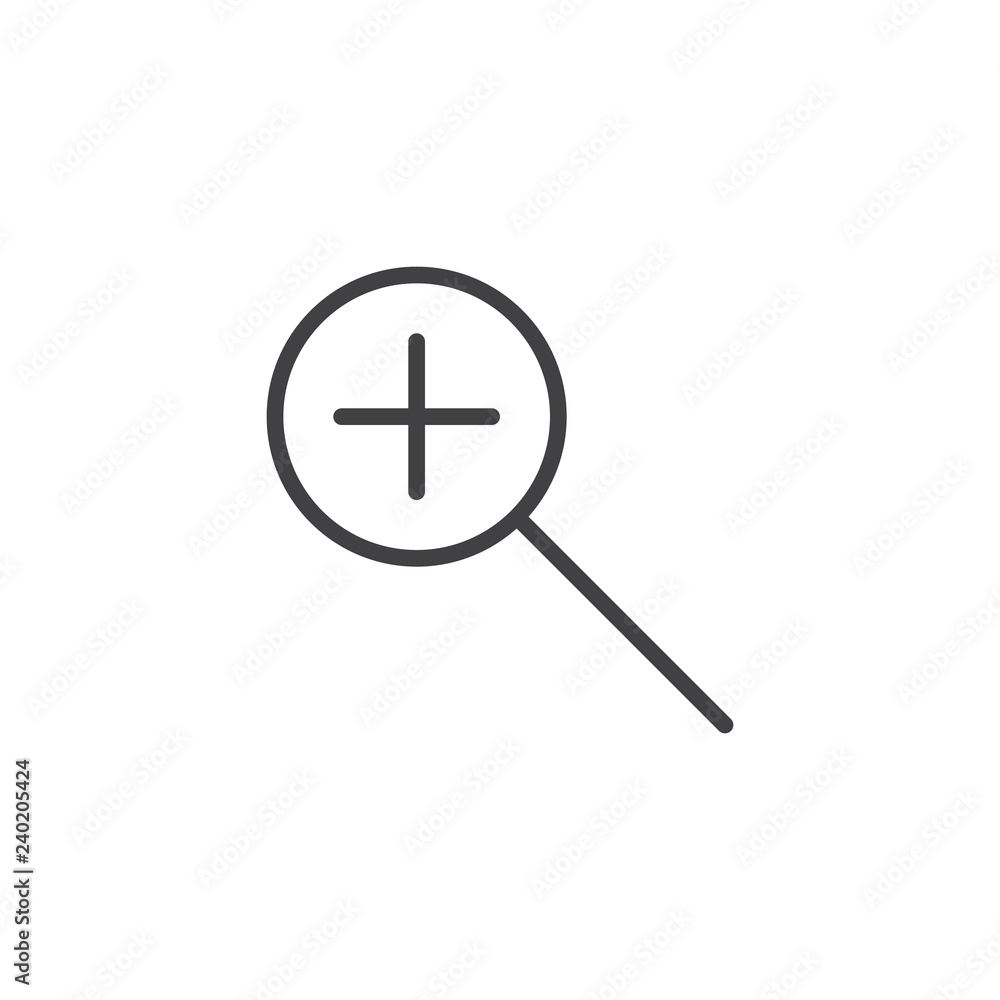 Magnifier zoom outline icon. linear style sign for mobile concept and web design. Zoom in magnifying glass simple line vector icon. Symbol, logo illustration. Pixel perfect vector graphics Magnifier zoom outline icon. linear style sign for mobile concept and web design. Zoom in magnifying glass simple line vector icon. Symbol, logo illustration. Pixel perfect vector graphics