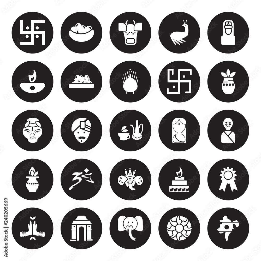 25 vector icon set : Swastica, Rangoli, indian Elephant, Gate of india, Namaste, Kumbh kalash, Woman, Goddess, Kalasha, Diwali lamp, Cow, Laddu isolated on black background. 25 vector icon set : Swastica, Rangoli, indian Elephant, Gate of india, Namaste, Kumbh kalash, Woman, Goddess, Kalasha, Diwali lamp, Cow, Laddu isolated on black background.