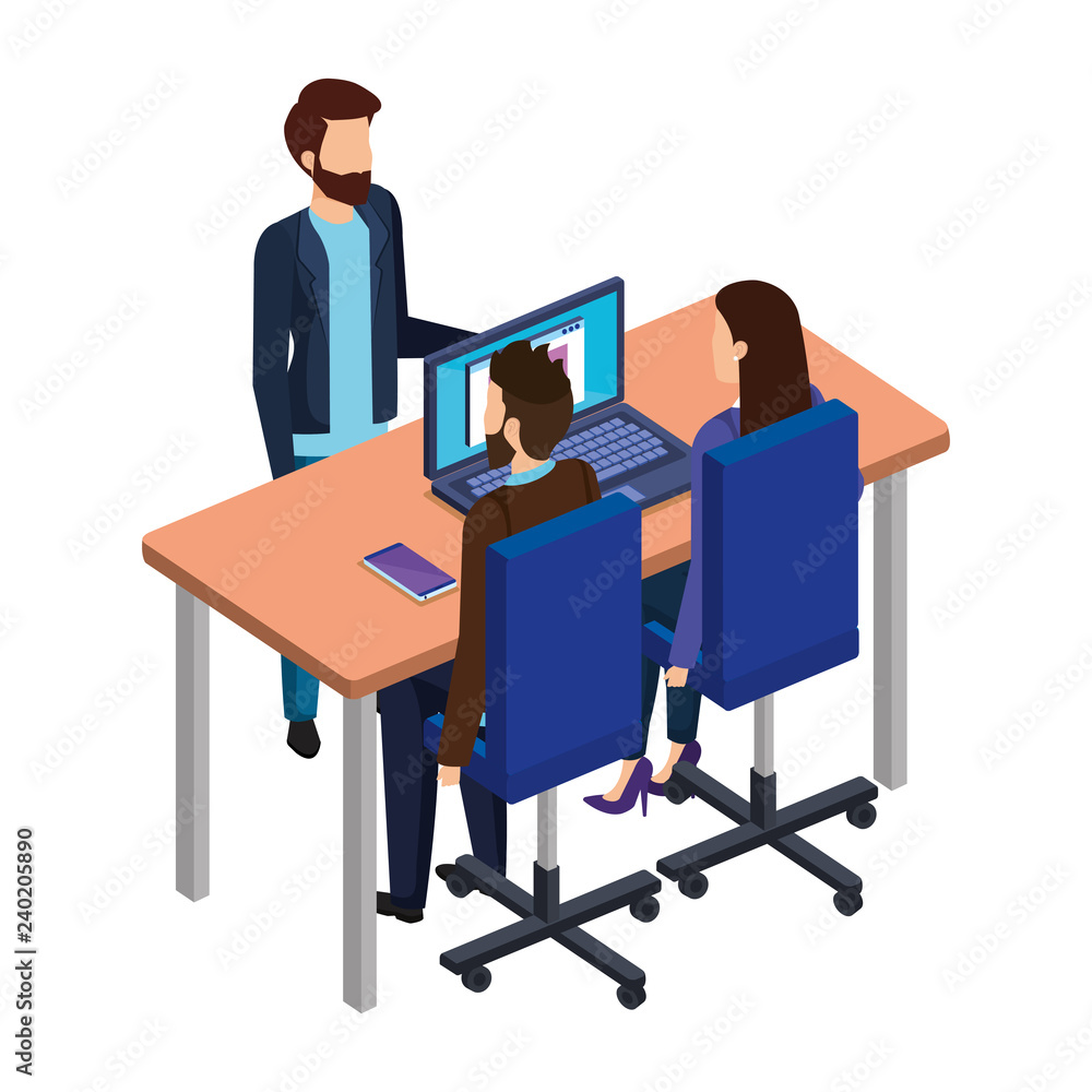 business people in the desk with laptop business people in the desk with laptop