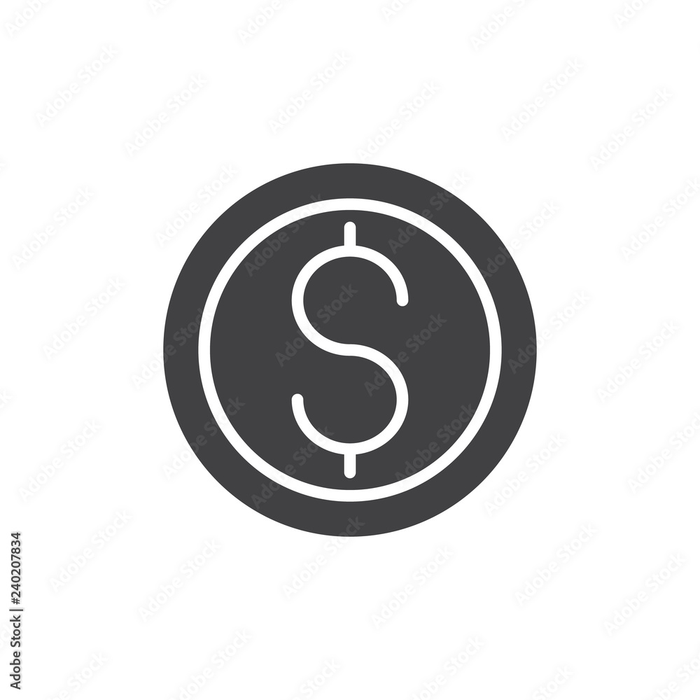 Dollar coin vector icon. filled flat sign for mobile concept and web design. Dollar money currency simple solid icon. Symbol, logo illustration. Pixel perfect vector graphics Dollar coin vector icon. filled flat sign for mobile concept and web design. Dollar money currency simple solid icon. Symbol, logo illustration. Pixel perfect vector graphics