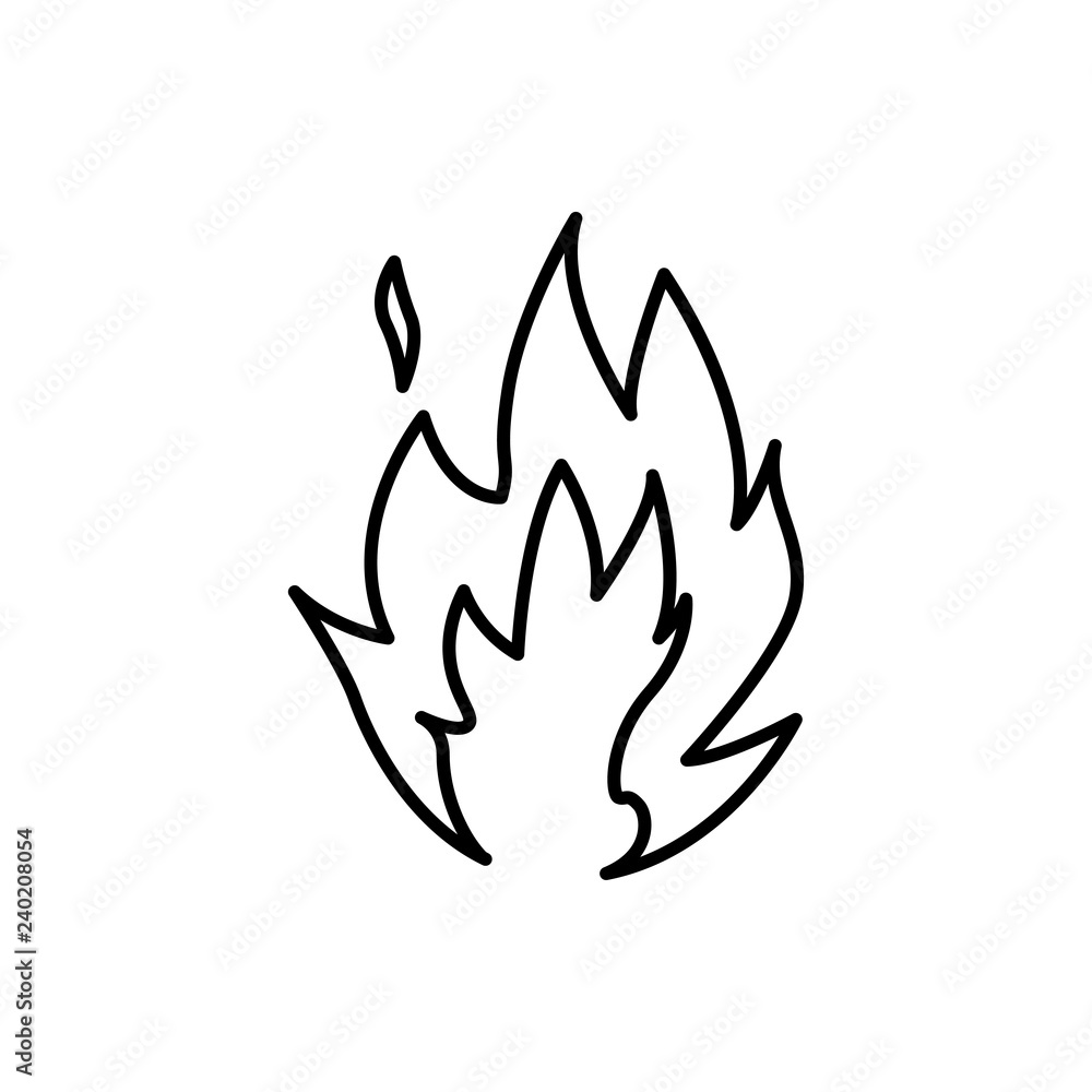 Flame fire symbol. Thin line Vector illustration. Flame fire symbol. Thin line Vector illustration.