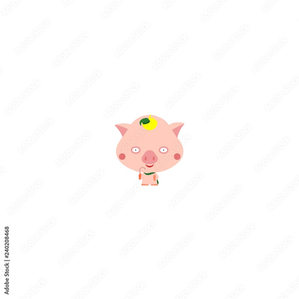 pink pig in a green small hat pink pig in a green small hat