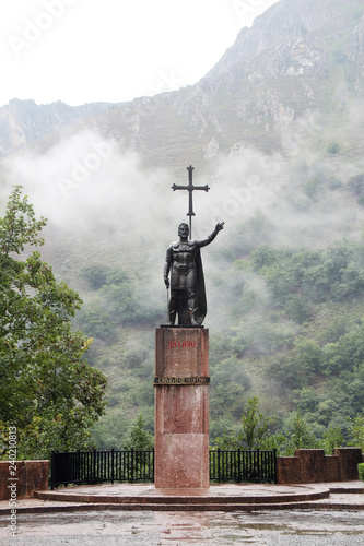 Monument in memory of Pelagius at Covadonga, site of his famous victory. photo