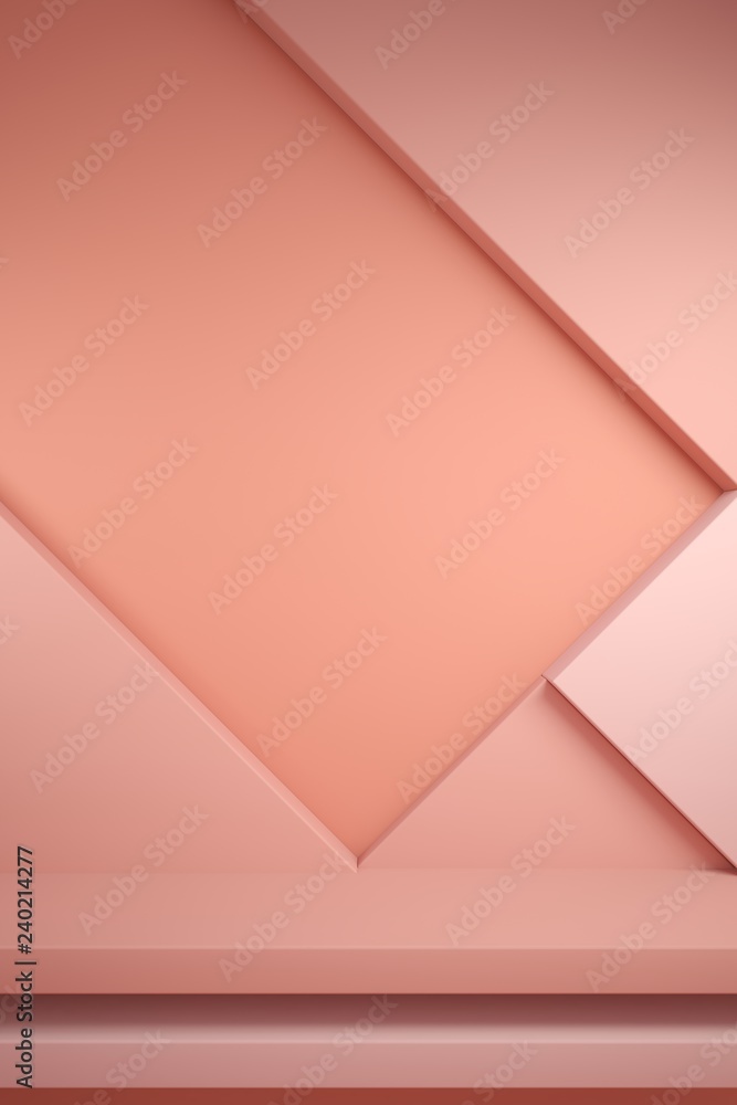 Geometric rectangular background. Color concept 2019. Background of a Living Coral. 3D illustration Geometric rectangular background. Color concept 2019. Background of a Living Coral. 3D illustration
