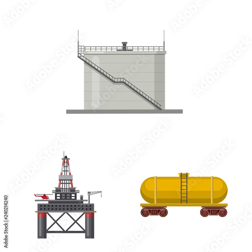 Vector illustration of oil and gas icon. Collection of oil and petrol stock vector illustration.