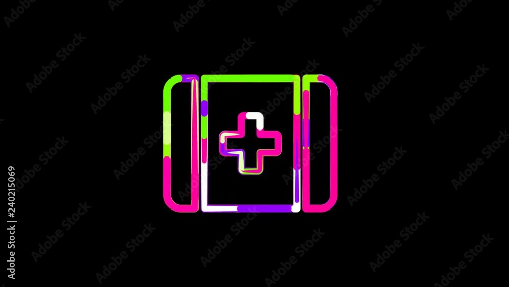 Circles gather in symbol first aid. After it crumbles in a line and moves to the camera. Alpha channel black Circles gather in symbol first aid. After it crumbles in a line and moves to the camera. Alpha channel black