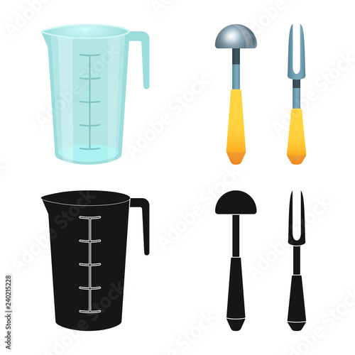 Vector illustration of kitchen and cook sign. Set of kitchen and appliance stock symbol for web.