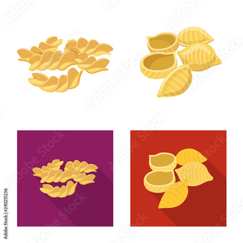 Vector design of pasta and carbohydrate logo. Set of pasta and macaroni stock vector illustration.