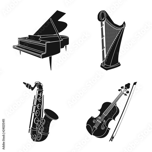 Vector illustration of music and tune symbol. Set of music and tool stock vector illustration.