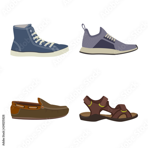 Isolated object of shoe and footwear icon. Collection of shoe and foot vector icon for stock.