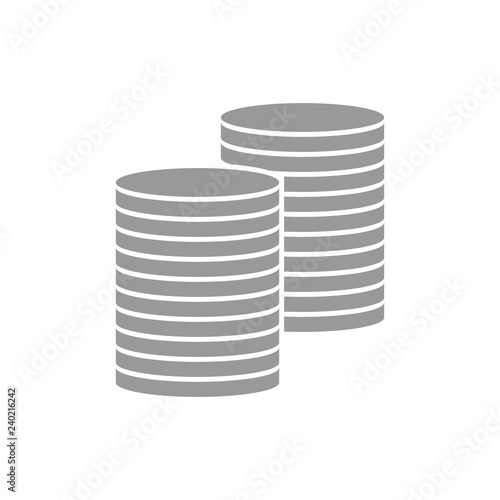 Two silver coin stacks. Vector icon.