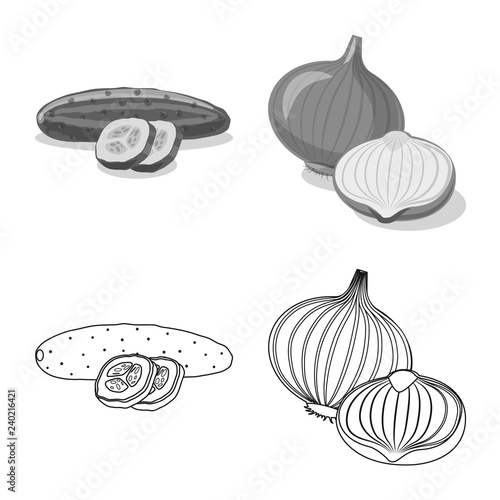 Vector design of vegetable and fruit symbol. Set of vegetable and vegetarian stock symbol for web. © Svitlana