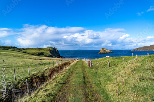 The Tulm Island, Duntulm Bay and the castle ruins on the Isle of Skye - Scotland photo